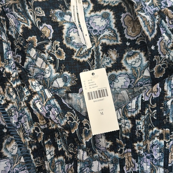 NWT!!  Anthropologie - Henley Peasant Blouse - Medium - Blue/Tan/Purple - Picture 9 of 11